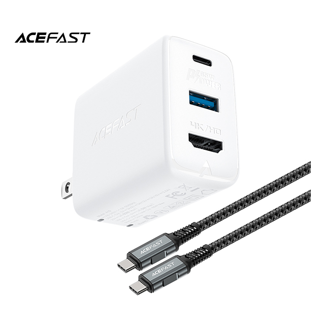 ACEFAST PD65W 氮化鎵HDMI HUB多功能充電器套裝 for Switch 筆電 ... 等設備 白色