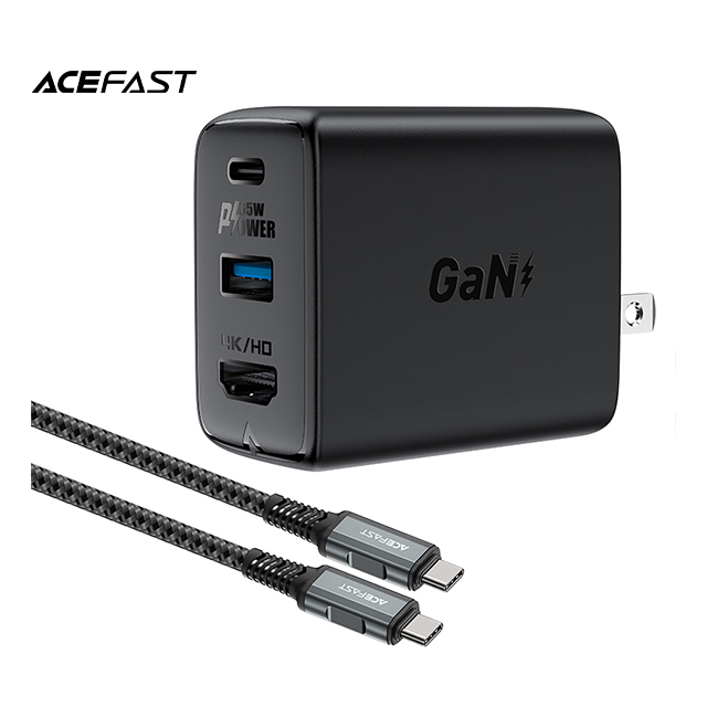 ACEFAST PD65W 氮化鎵HDMI HUB多功能充電器套裝 for Switch 筆電 ... 等設備 黑色