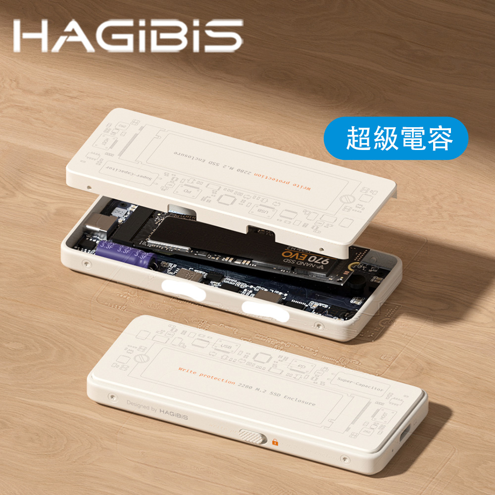 HAGiBiS 海備思 鋁合金Type-C M.2 NVMe硬碟盒(MC200)白色（其他規格）