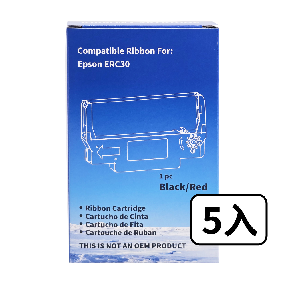 EPSON 愛普生 for ERC30 ERC34 ERC38 B/R 5入組 收銀機 發票機相容色帶(紅黑雙色) 適 EPSON TM-U200/TM-U210/TM-U220
