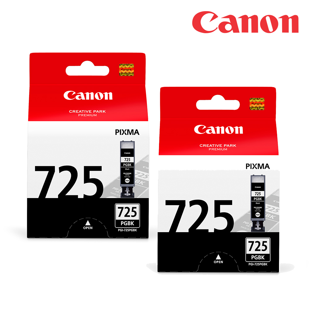 Canon 佳能 PGI-725BK 原廠黑色墨水匣 (2黑入)(適用:MG5270/MG6170/MX886/IP4870/IX6560/MG5370)