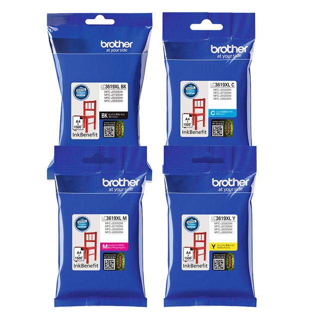 Brother LC3619XL-BK/C/M/Y墨水組(1黑3彩)