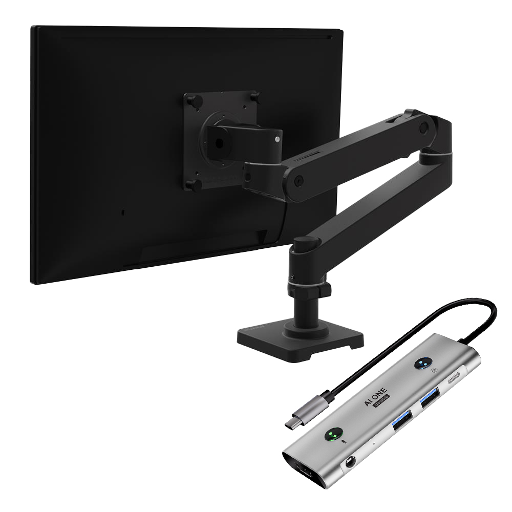 Ergotron 愛格升 LX pro 單螢幕支架 + PowerRider AI ONE UltraHub
