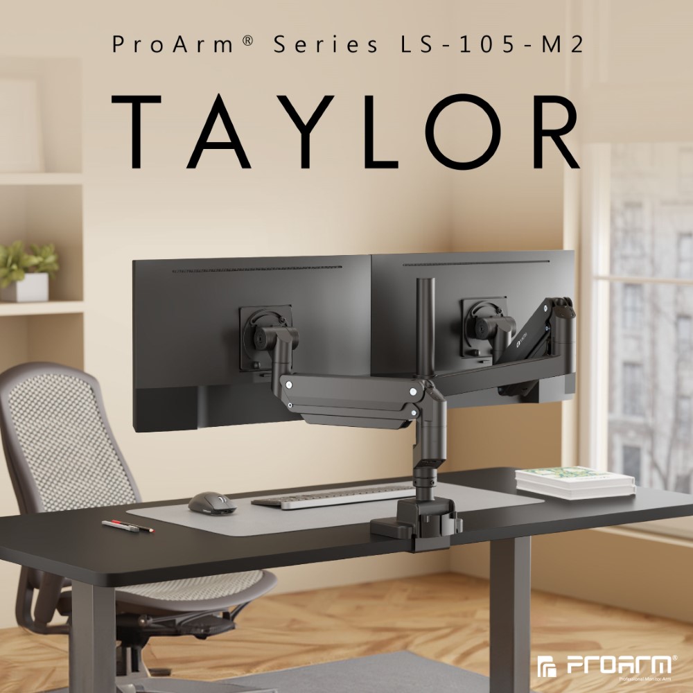 TAYLOR系列 27KG 57吋 LS-105-M2 氣壓式超高承重雙螢幕支架 USB3.0 TYPE-C 螢幕架 螢幕增高支架