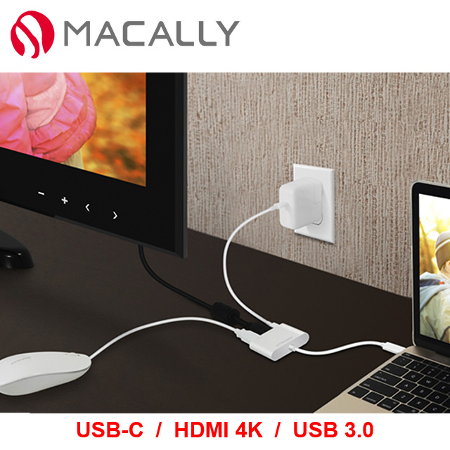 Macally USB-C to HDMI 4K三合1 連接埠（其他規格）