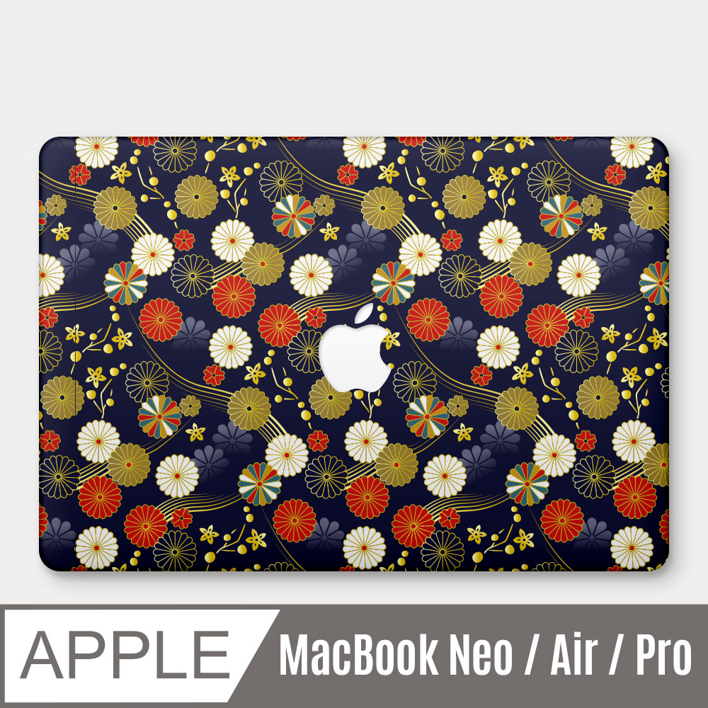 PIXOSTYLE 和風花柄紺金菊 MacBook Air / Pro 防刮保護殼 PS053