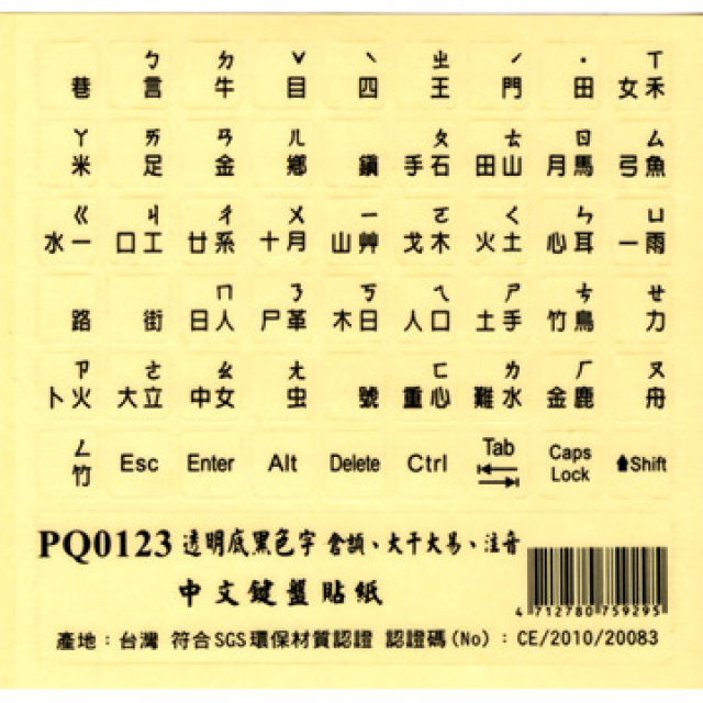 霧面透明底黑色字鍵盤貼紙