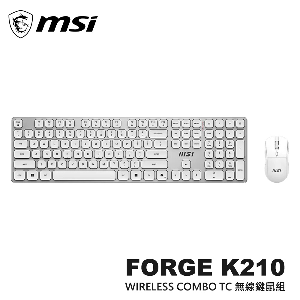 MSI 微星 FORGE K210 W COMBO WHITE TC 無線鍵鼠組 白色