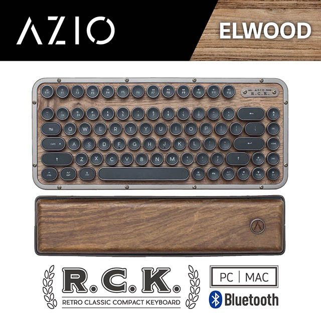 AZIO R.C.K ELWOOD BT 藍牙核桃木短版打字機鍵盤(機械軸/PC.MAC鍵盤/中文)