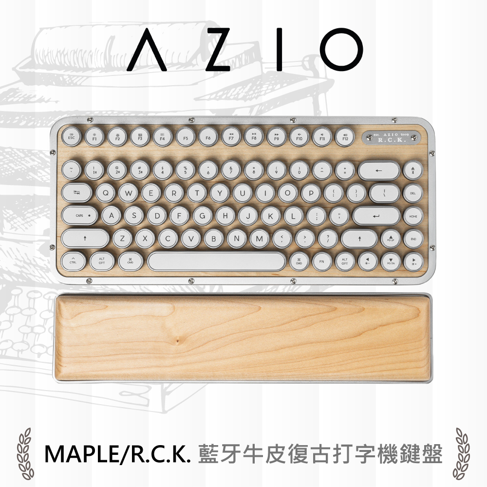 AZIO R.C.K MAPLE BT 藍牙楓木短版打字機鍵盤(機械軸/PC.MAC鍵盤/中文)
