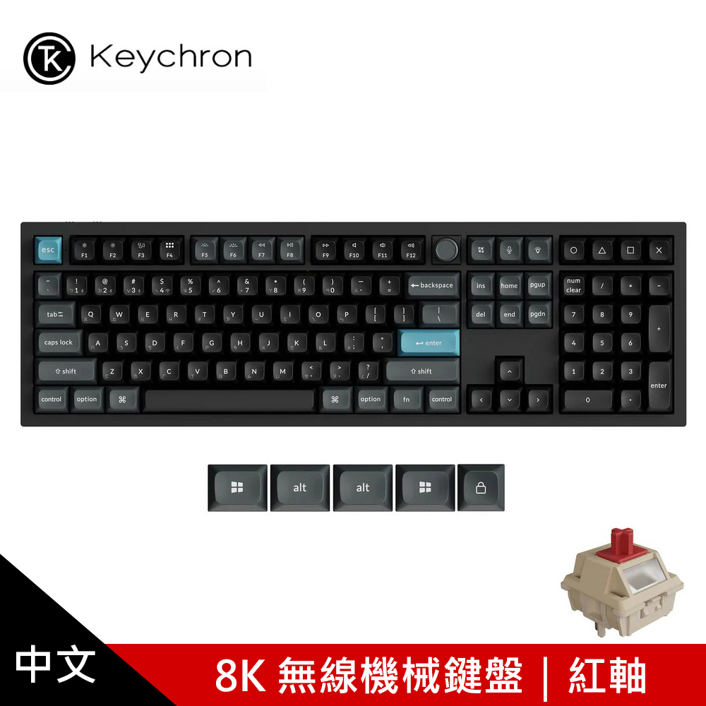 i-Rocks 艾芮克 Q6 Ultra 8K 無線機械鍵盤 黑色｜紅軸