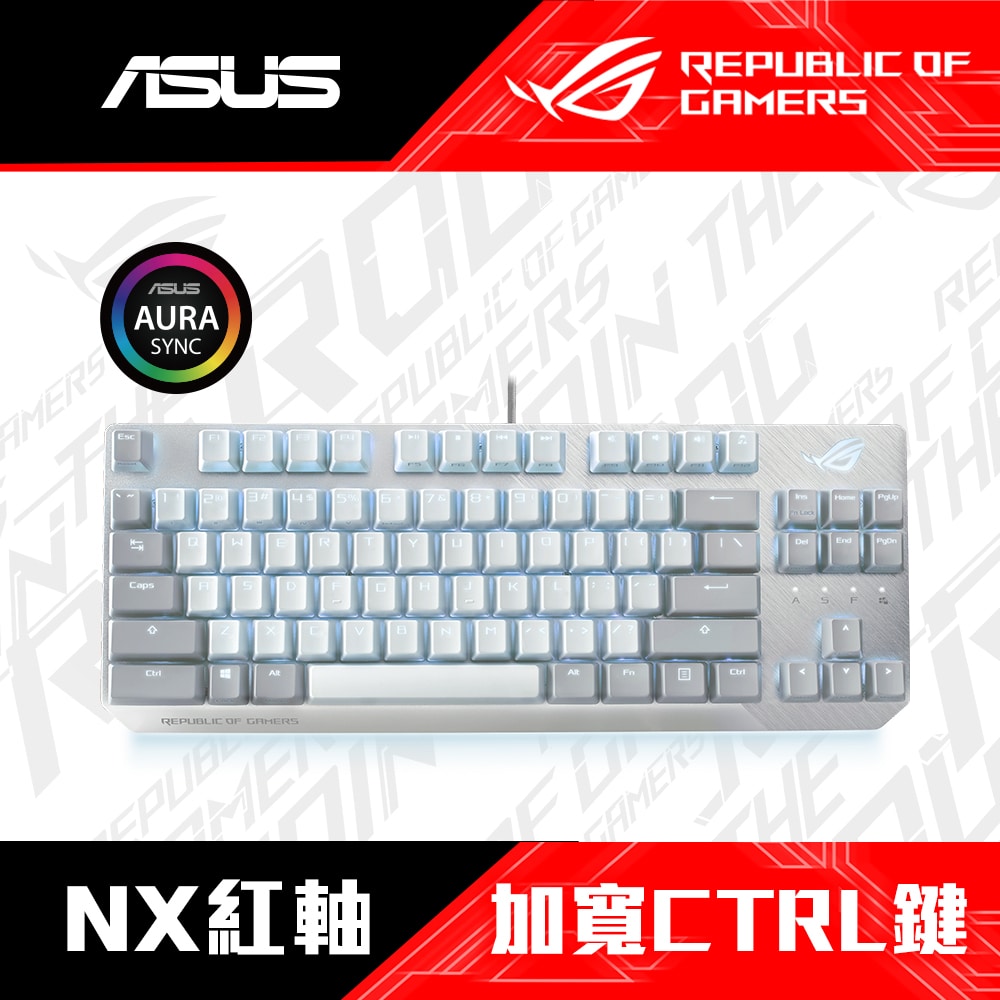 華碩ASUS ROG STRIX SCOPE NX TKL 80% RGB機械式電競鍵盤(NX紅軸/月光 