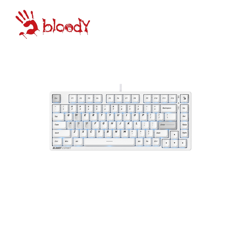 A4 bloody 雙飛燕 MS76/WHITE霍爾效應75%磁軸電競鍵盤_手雷白