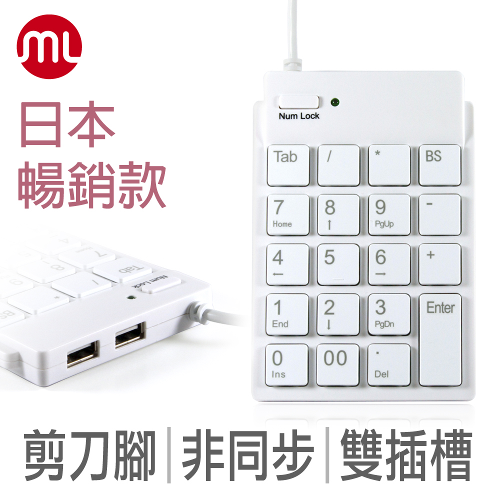 【morelife】超薄USB數字鍵盤-白SKP-7120H2W