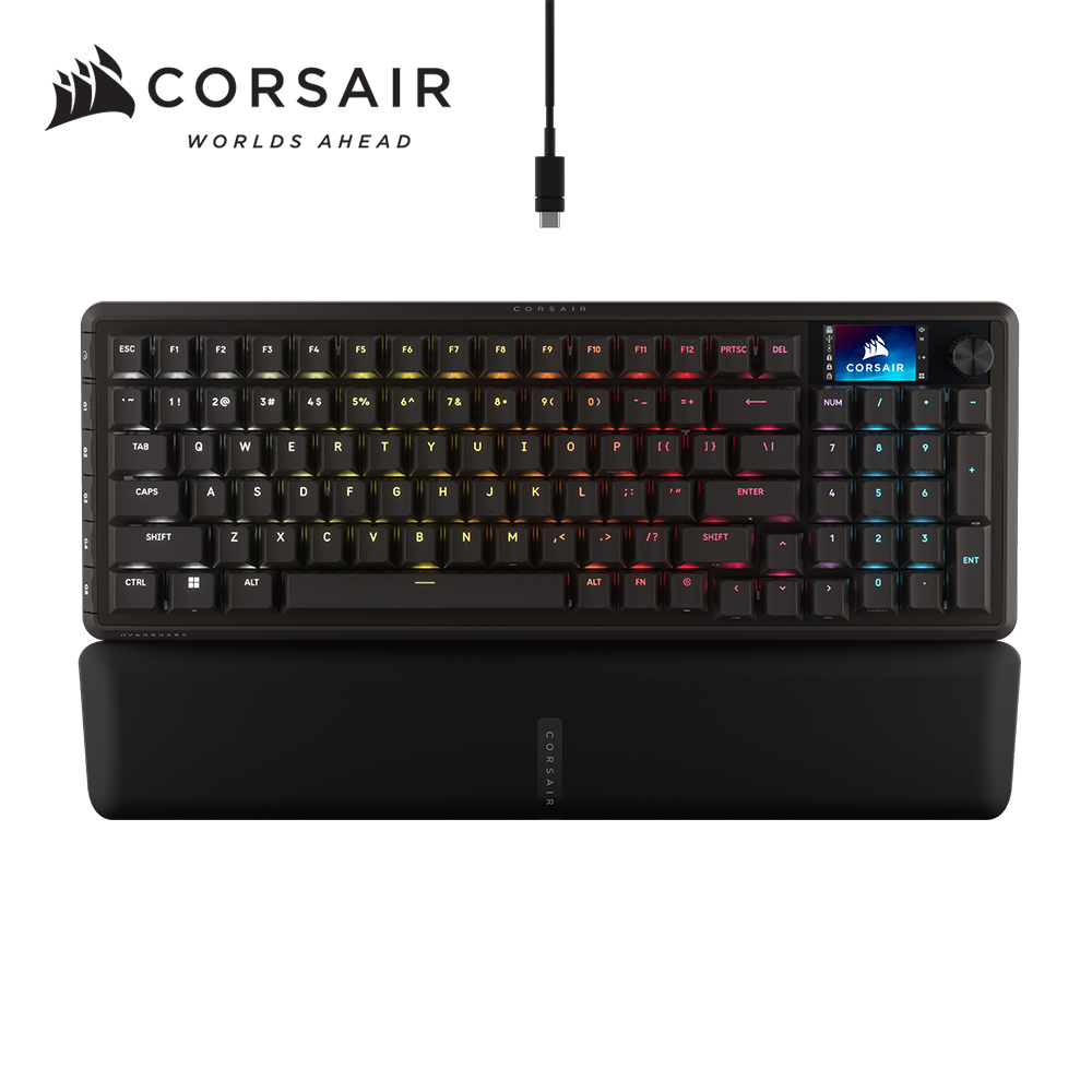 CORSAIR 海盜船 VANGUARD 先鋒者 LCD RGB機械鍵盤【MLX量子快軸|黑.英文】