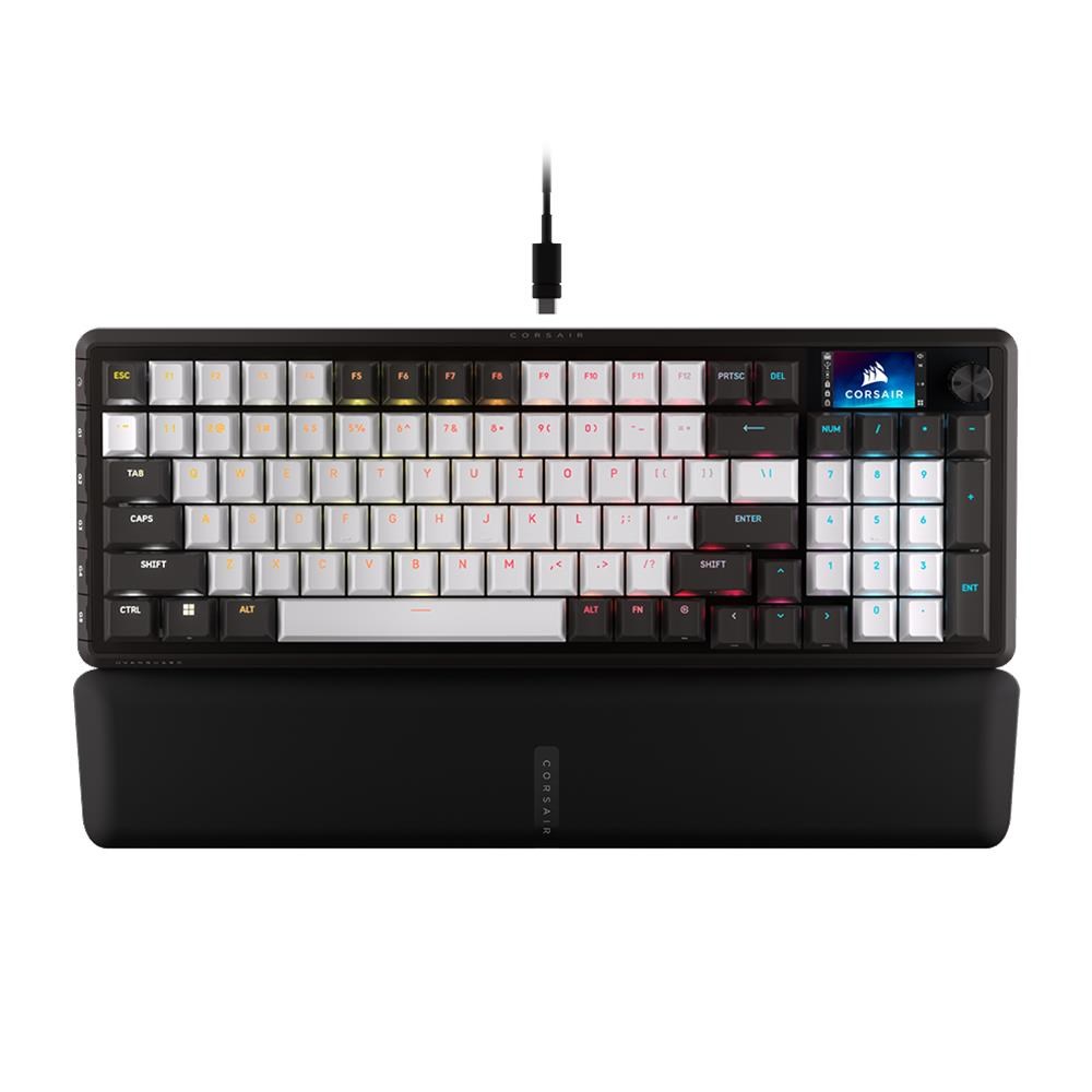 CORSAIR 海盜船VANGUARD 先鋒者96 LCD 電競鍵盤黑白色英刻MLX軸96%鍵盤