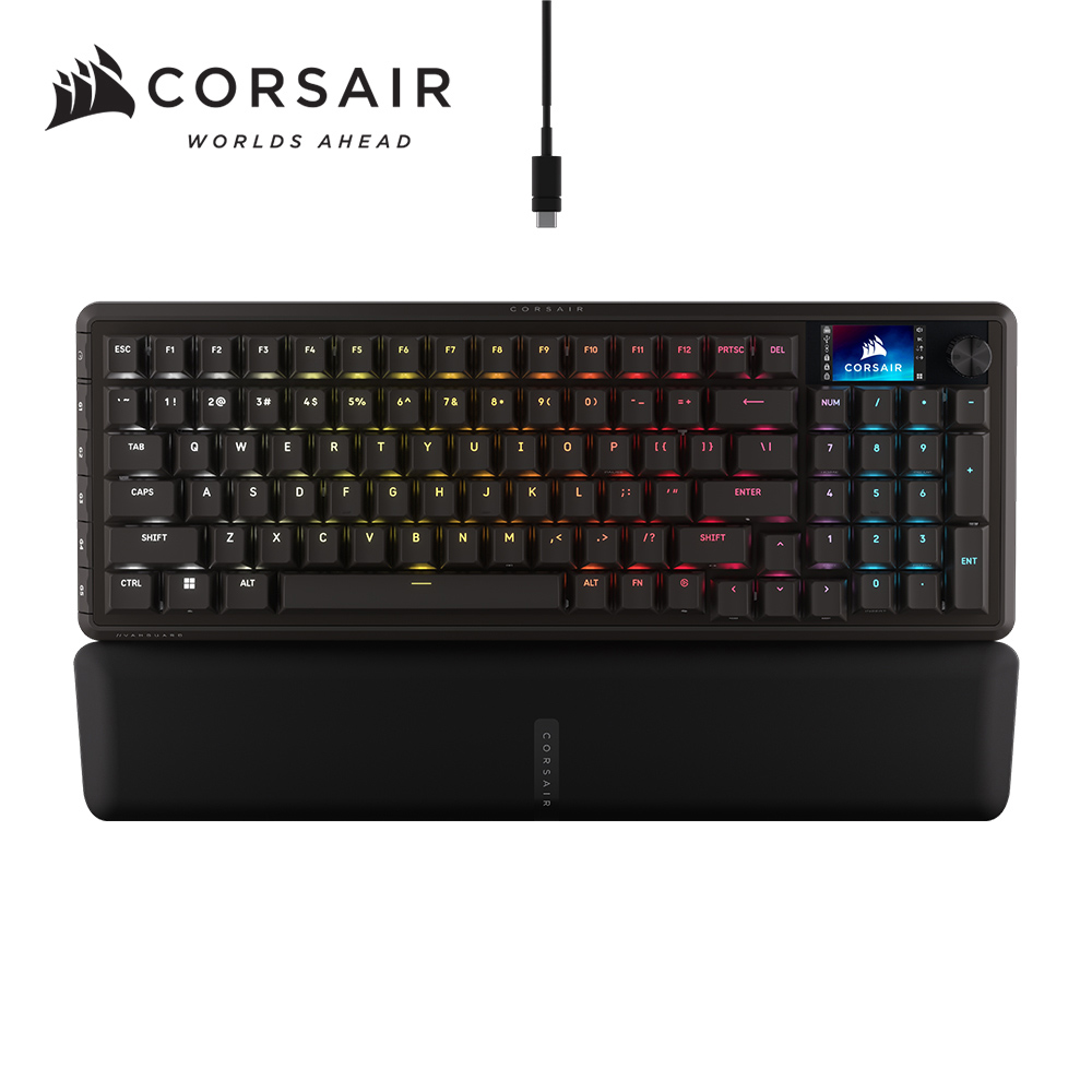 CORSAIR 海盜船 VANGUARD 先鋒者 Pro LCD RGB機械鍵盤【MGX磁軸|黑.英文】