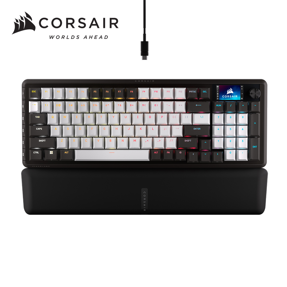 CORSAIR 海盜船 VANGUARD 先鋒者 LCD RGB機械鍵盤【段落紫軸 | 黑白.英文】