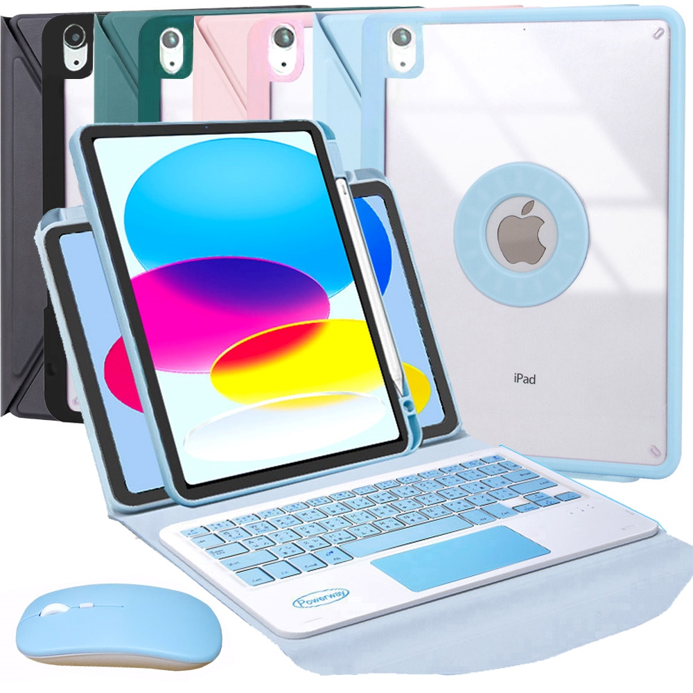Powerway For 2025 iPad (A16)11代 /10代)專用直控型藍牙鍵盤/皮套/保護殼(送同色無線滑鼠)