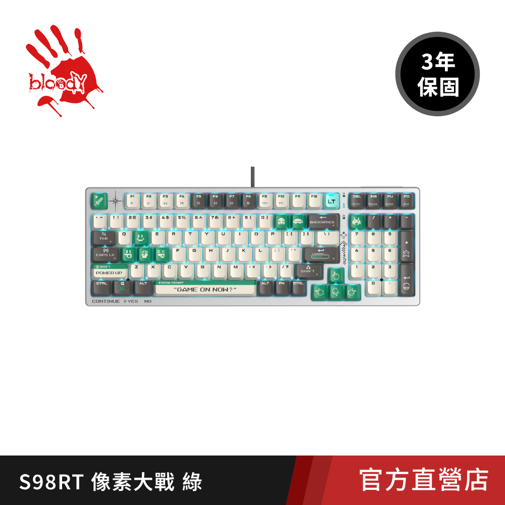 A4 bloody 雙飛燕 S98/GREEN像素大戰自訂義阿爾法RT變速光軸鍵盤_綠