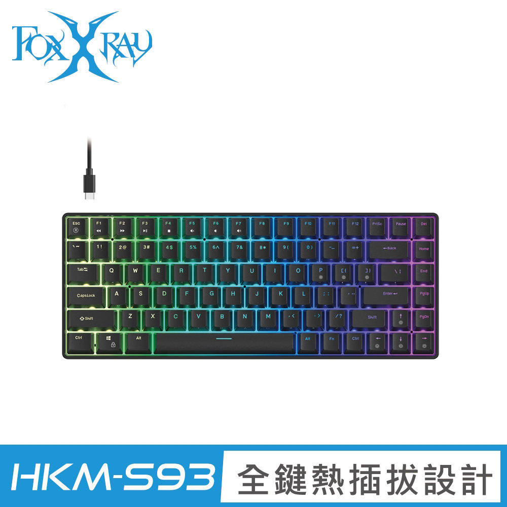FOXXRAY 狐鐳 FXR-HKM-S93 曜影84鍵熱插拔青軸機械鍵盤|黑色