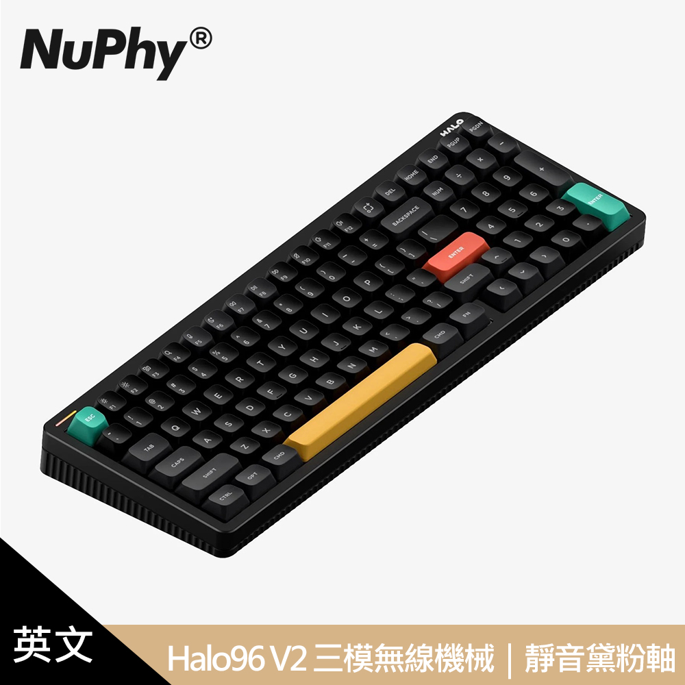 Nuphy Halo96 V2 IO 三模無線機械英文鍵盤 曜石黑|靜音黛粉軸