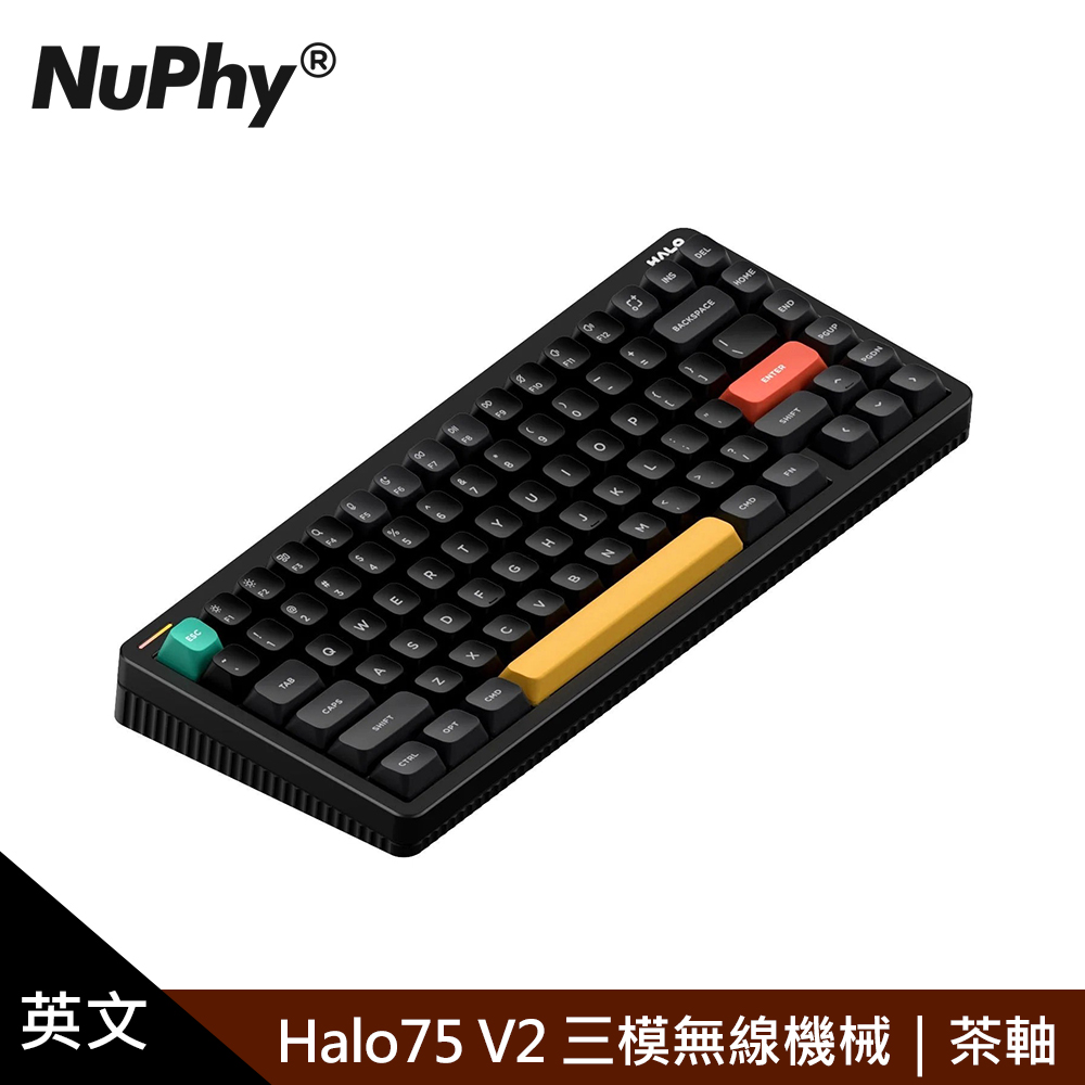 Nuphy Halo75 V2 IO 三模無線機械英文鍵盤 曜石黑|茶軸