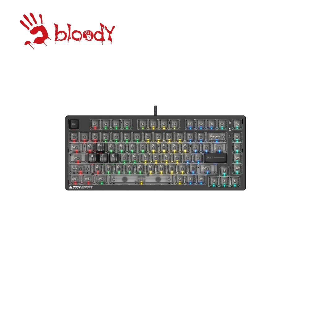 A4 bloody 雙飛燕 MS76/BLACK霍爾效應75%磁軸電競鍵盤_手雷黑