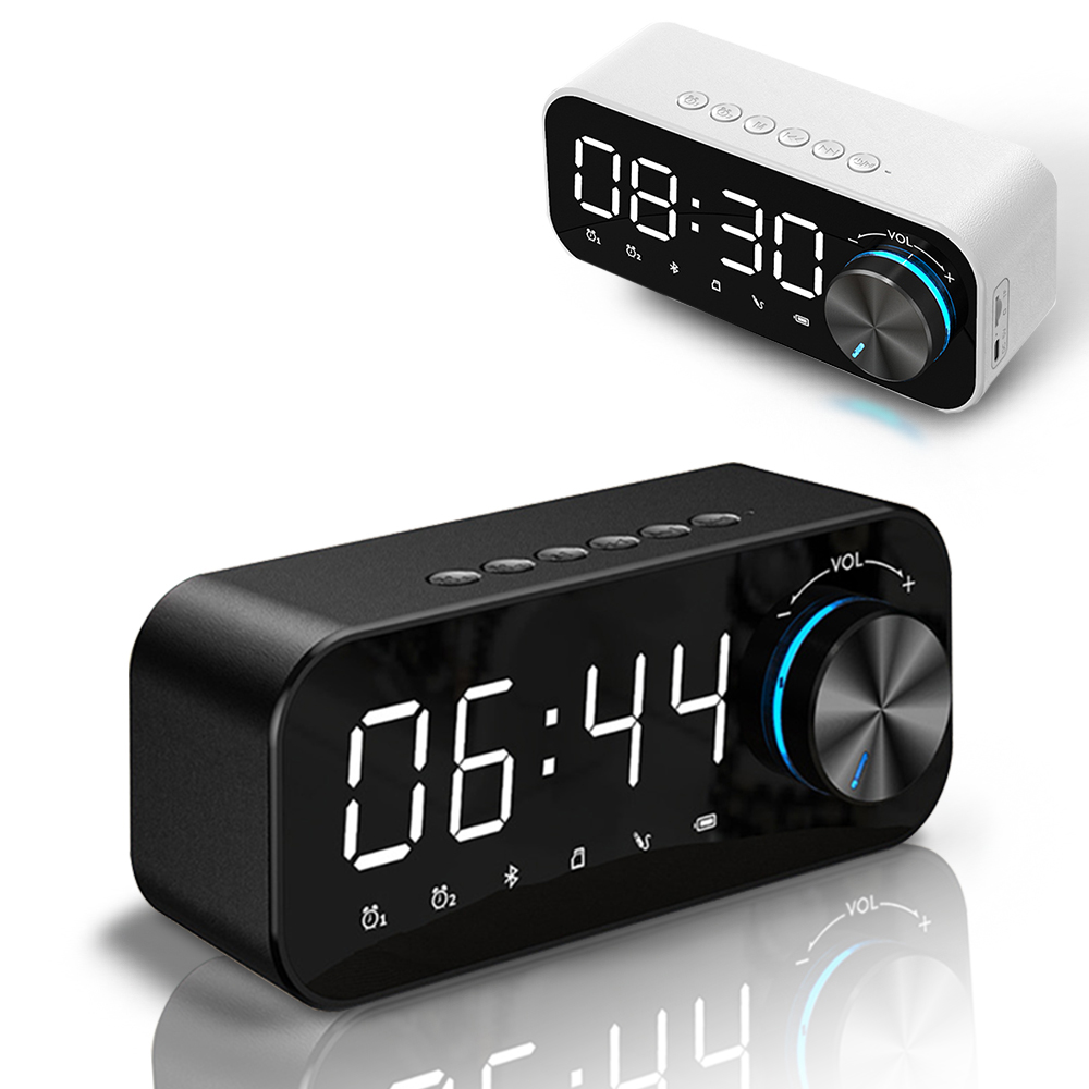 ANTIAN 鏡面迷你藍牙喇叭 鬧鐘/時鐘 多功能音響 USB充電式高音質小音箱 LED小夜燈 藍牙5.0 低音炮