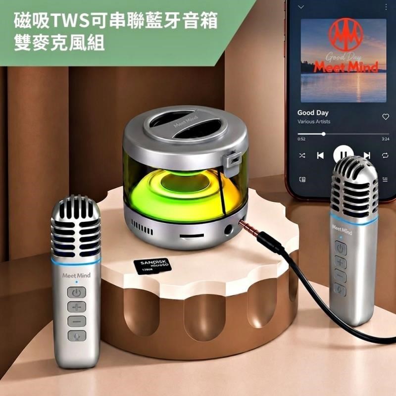 Meet Mind磁吸TWS可串聯藍牙音箱雙麥克風組-TWS兩入組