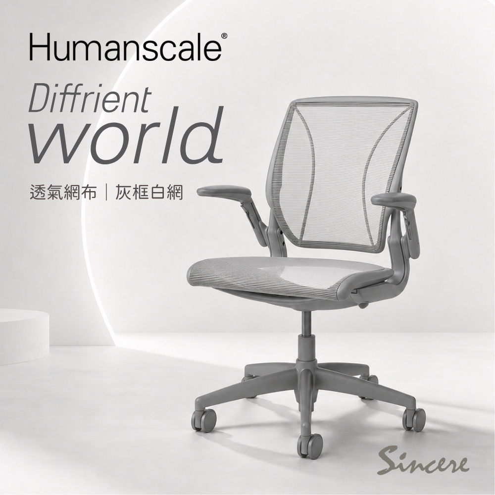 Humanscale 專業人體工學椅-Diffrient World Chair-辦公椅/電腦椅首選品牌/灰框白網