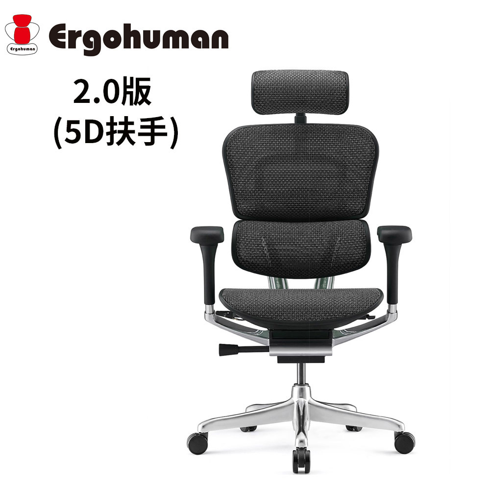 Ergohuman 2.0版 人體工學椅 黑框 (5D扶手) (前傾功能)