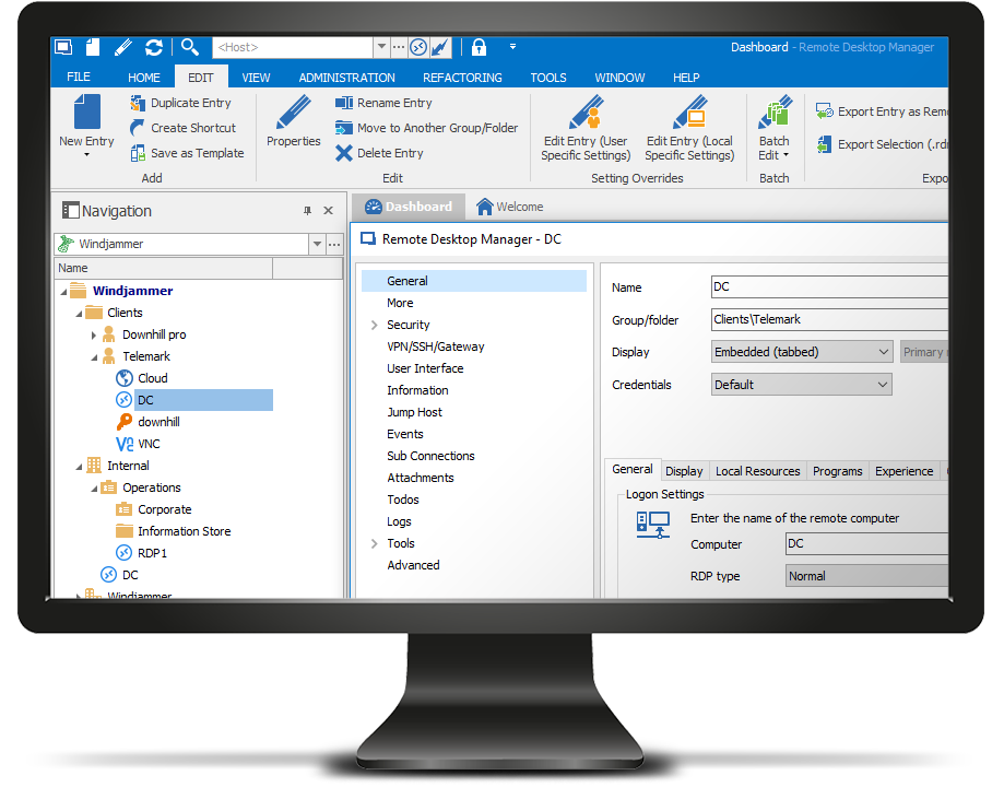 IT Remote Desktop Manager - 全功能遠端連線用戶端軟體包含 RDP, VNC, TeamViewer, Telnet 等