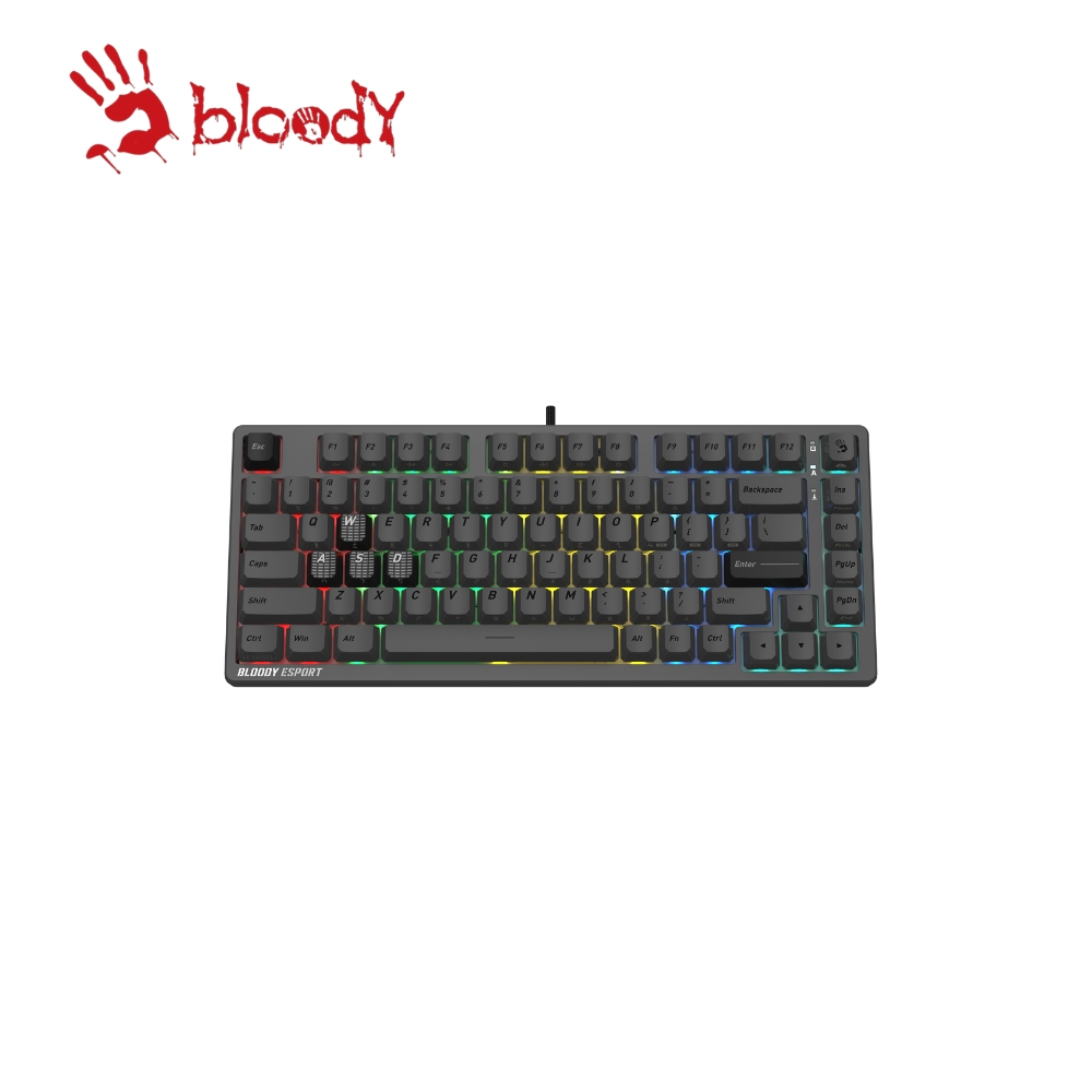 A4 bloody 雙飛燕 MS76/GRAY霍爾效應75%磁軸電競鍵盤_手雷灰