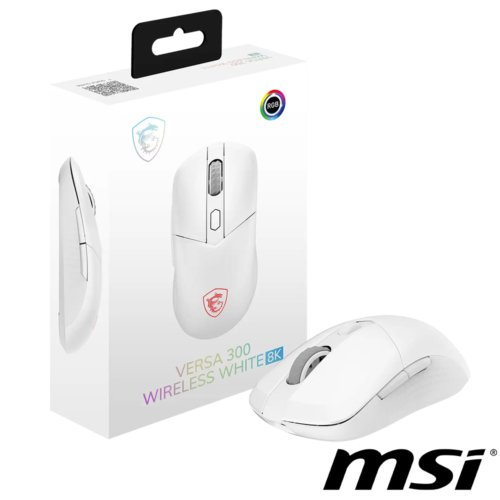 MSI 微星 VERSA 300 WIRELESS 8K WHITE 無線電競滑鼠(白色)