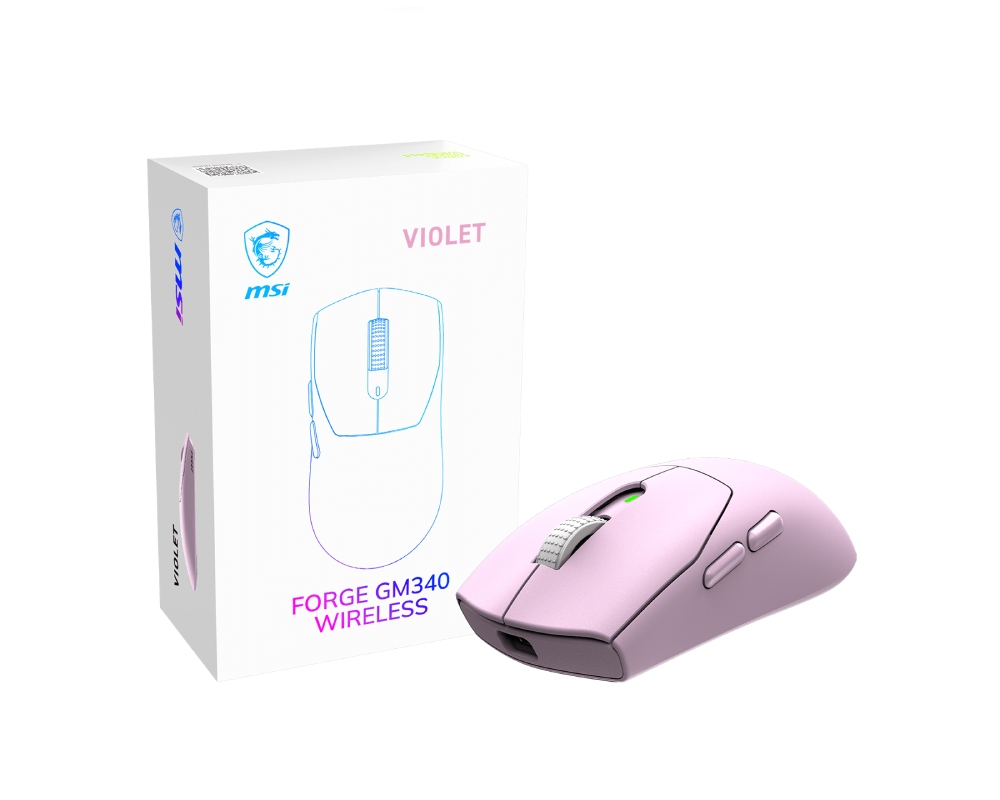 MSI 微星 FORGE GM340 W VIOLET 無線滑鼠(羅蘭紫)