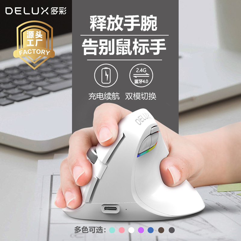 DeLUX M618mini 新一代 雙模光學滑鼠 垂直滑鼠 無線滑鼠 人體工學滑鼠 直立滑鼠 遊戲滑鼠 防滑鼠手