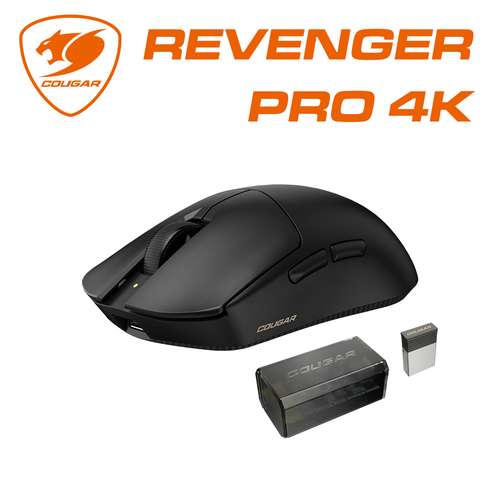 COUGAR 美洲獅 REVENGER PRO 4K 無線電競滑鼠 黑色 輕量化55g
