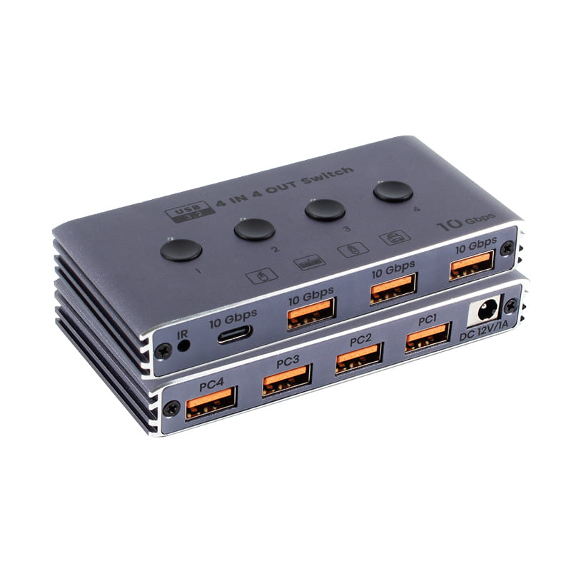 易控王 4進4出 USB3.2共享器(3USB+1USB-C) 10Gbps 遠端遙控(40-122-09)