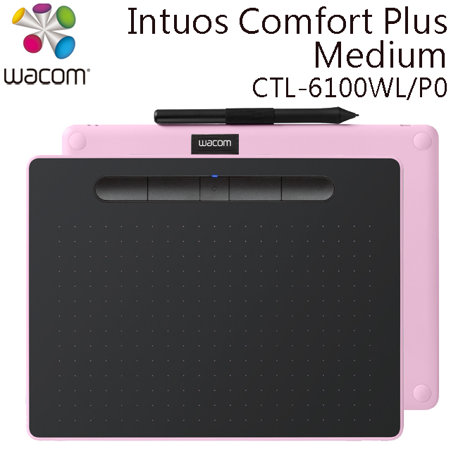 Wacom 【福利品】Intuos Comfort Plus Medium 繪圖板 (藍芽版)(粉)CTL-6100WL/P0-C