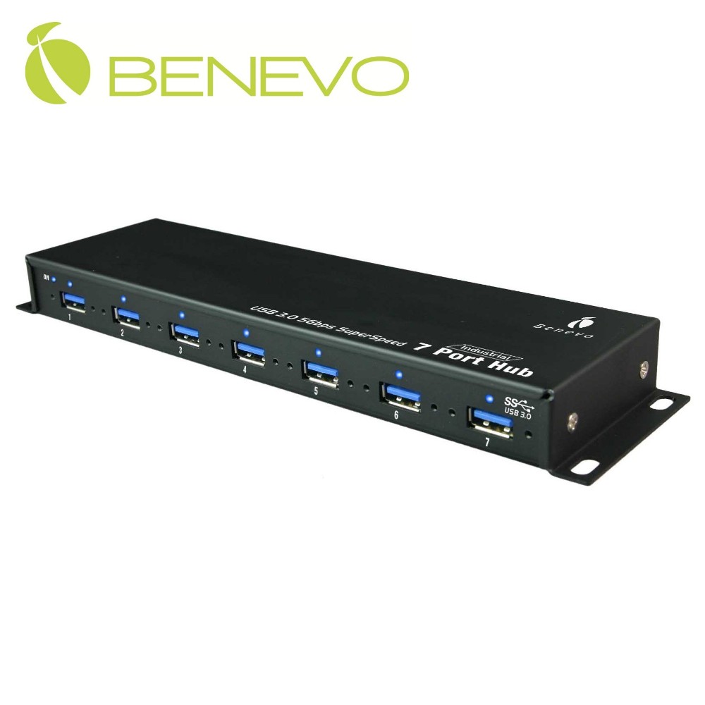 Benevo 專業規格! 工業級 7埠USB3.0集線器具固定螺絲孔/第三代晶片/BC1.2 (BUH387)(其他規格)