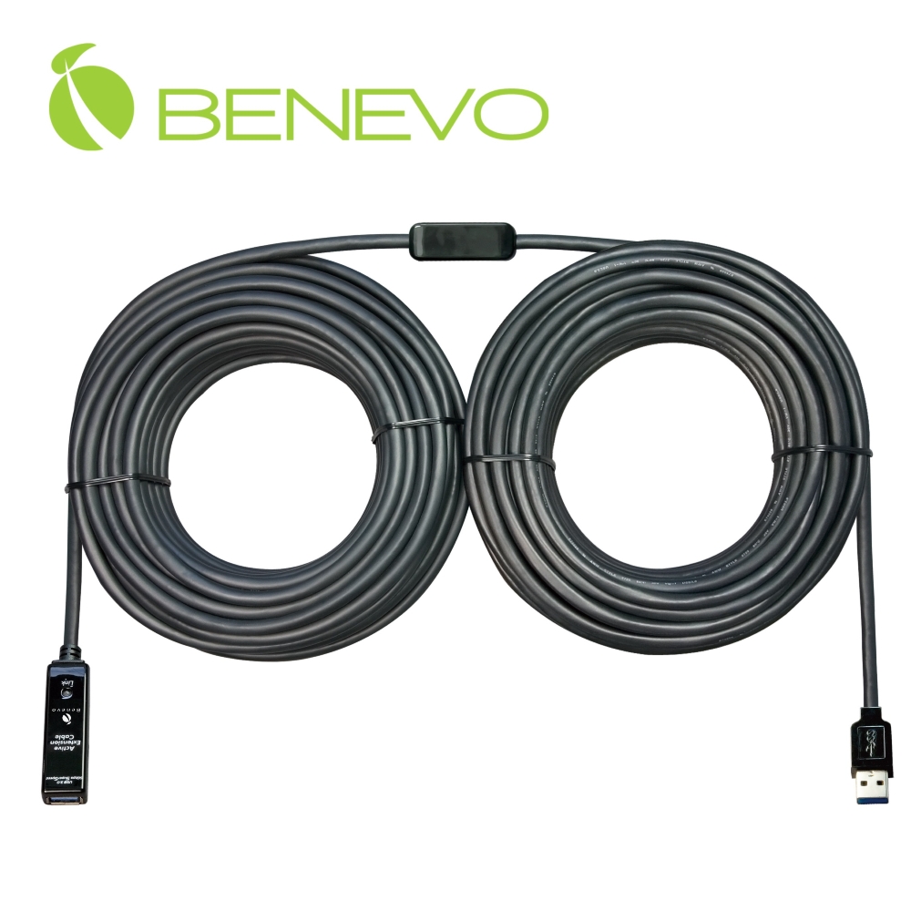 Benevo 專業型 30米 主動式USB 3.0 訊號增益延長線附2A變壓器 (BUE3030U1A)