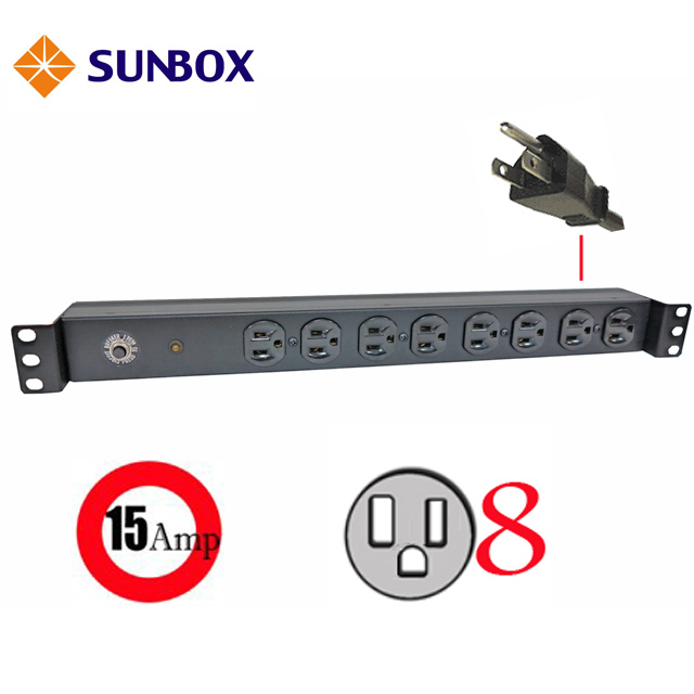 SUNBOX 8埠15A機架型電源排插