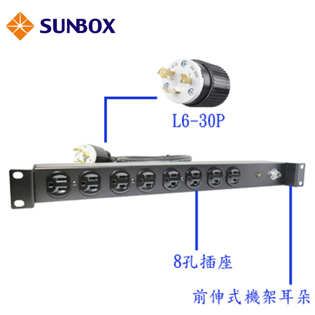 8埠機架型30A PDU 電源排插 (無電錶)