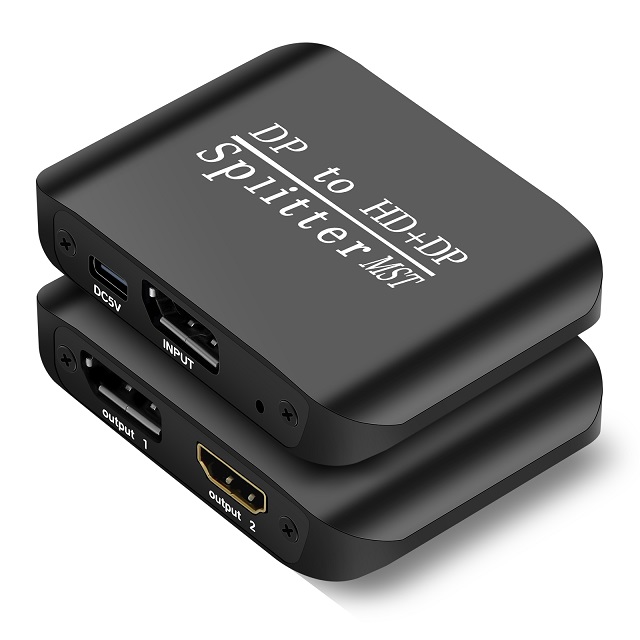 易控王 DP轉HDMI+DP分配器 4K@60Hz HDR 外接電源 支援SST/MST (40-717-07)