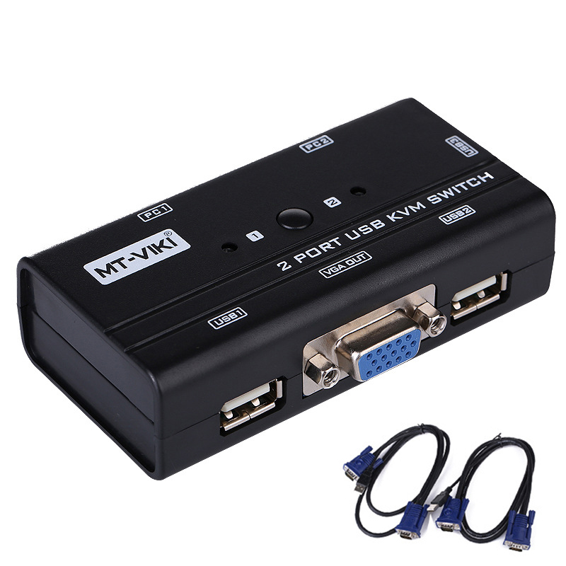 易控王 2Port VGA KVM切換器 2進1出KVM 鍵鼠共享 印表機共享 (40-105)