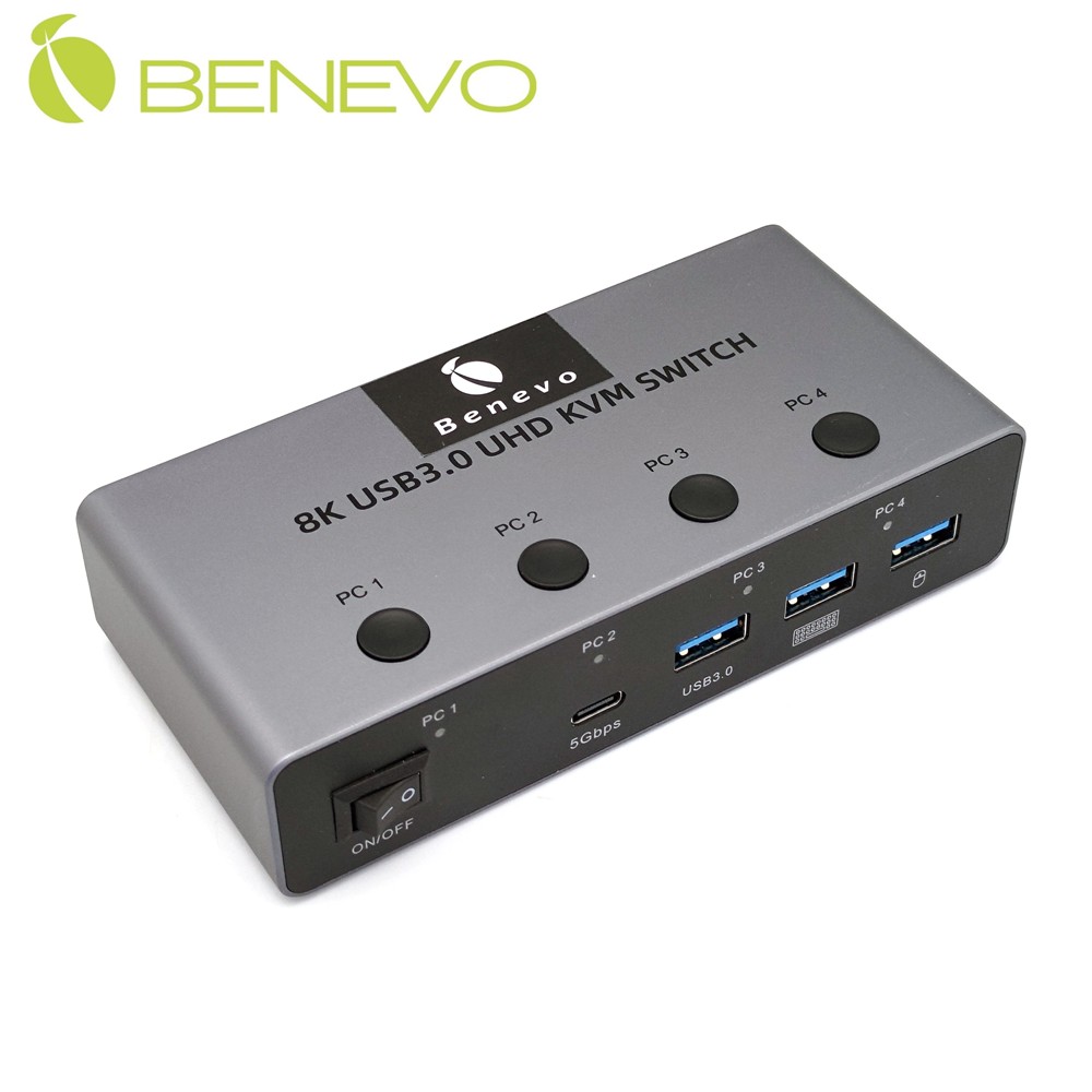 Benevo 4埠 HDMI+USB3.0 KVM電腦切換器,不含HDMI線 (BKHM184U)