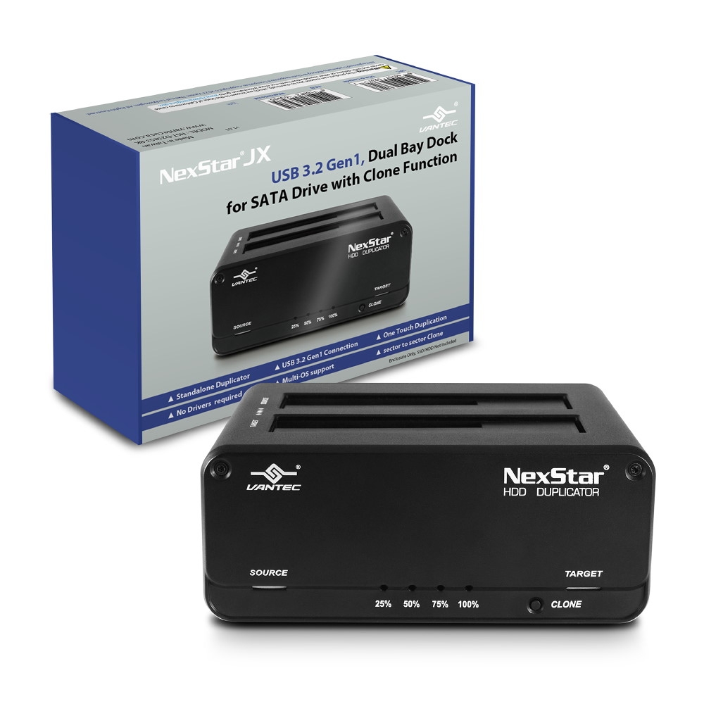 VANTEC 凡達克 NexStar JX USB 3.2 Gen1 雙槽2.5"/3.5" SATA硬碟對拷式硬碟外接座(NST-D258S3-BK)