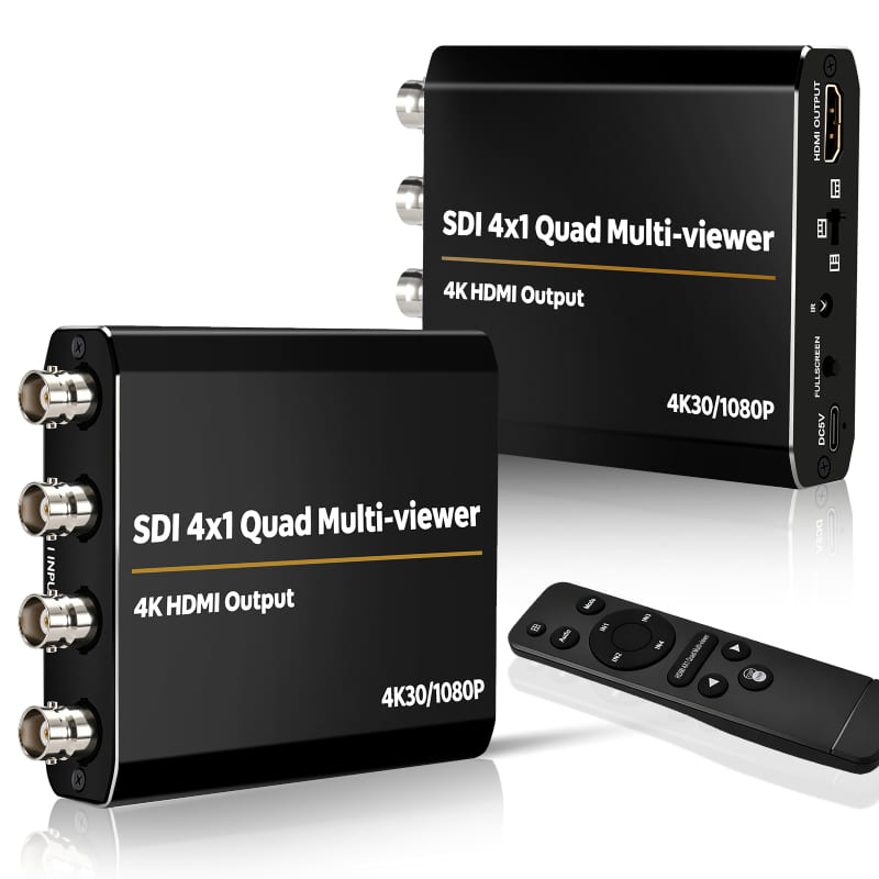 易控王 4x1 SDI四畫面分割選擇器 四進一出 HDMI輸出 4K30Hz 遙控切換 (40-223-05)