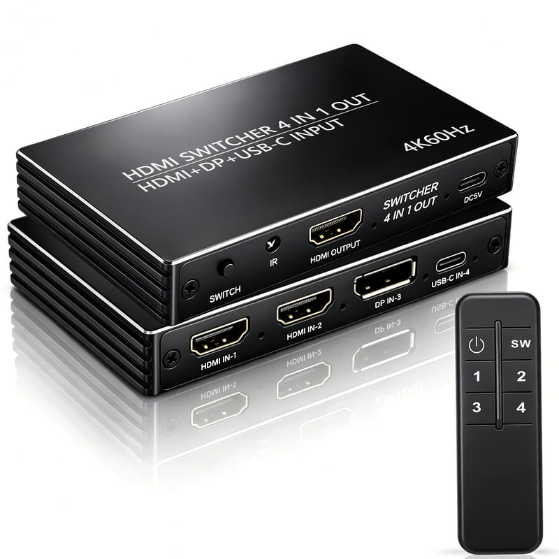易控王 4x1 四進一出HDMI切換器(2HDMI+1*DP+1*USB-C) 4K@60Hz (40-221-03)